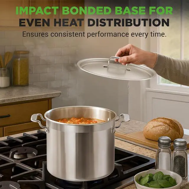 Alt view image 7 of 7 - NutriChef 12-Quart Stainless Steel Stockpot with Stainless Steel Lid - 18/8 Food Grade Heavy Duty Large Stock Pot for Stew & Soup, Works w/Induction