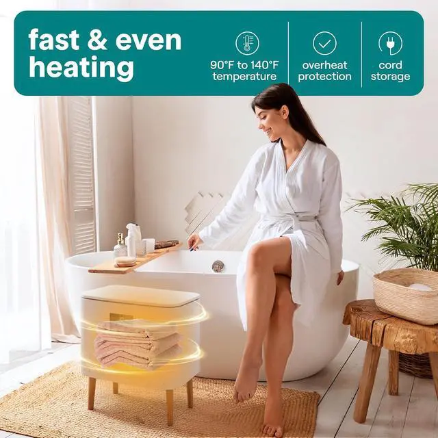 Alt view image 7 of 7 - SereneLife WiFi-enabled Towel Warmer Bucket, 20L Large Capacity heater bucket for Towels Blanket and robes, Single-Touch Control, rectangular & Energy-Efficient Design, Auto Shut-Off, White