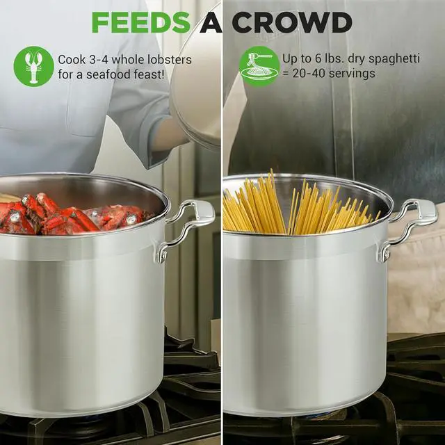 Alt view image 4 of 7 - NutriChef 20 Quart Heavy-Duty Stockpot with Stainless Lid - Large Pot for Induction, Gas & Electric Cooktops, Perfect for Soups & Stews