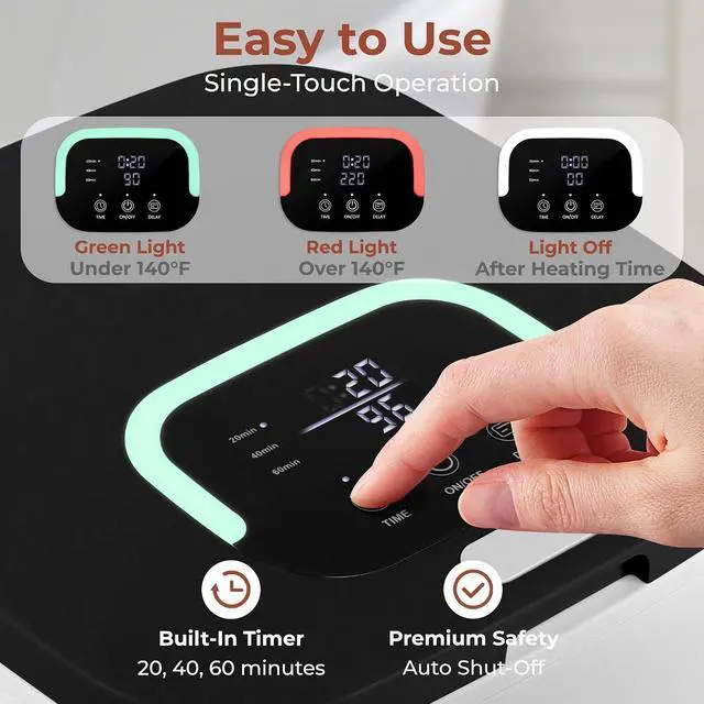 Alt view image 4 of 7 - SereneLife Towel Warmer Bucket - Compact 23L Bathroom Towel Heater with Essential Oils Disc Holder, Adjustable Timer, Auto Shut-Off, Power Cord Storage & LED Display, Fits 2 Oversized Towels (Black)