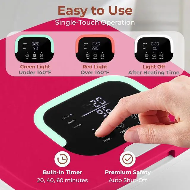 Alt view image 4 of 7 - SereneLife Towel Warmer Bucket - Compact 23L Bathroom Towel Heater with Essential Oils Disc Holder, Adjustable Timer, Auto Shut-Off, Power Cord Storage & LED Display, Fits 2 Oversized Towels (Pink)
