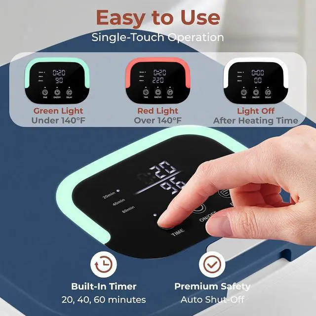 Alt view image 4 of 7 - SereneLife Towel Warmer Bucket - Compact 23L Bathroom Towel Heater w/Essential Oils Disc Holder, Adjustable Timer, Auto Shut-Off, Power Cord Storage & LED Display, Fits 2 Oversized Towels (Blue Snow)