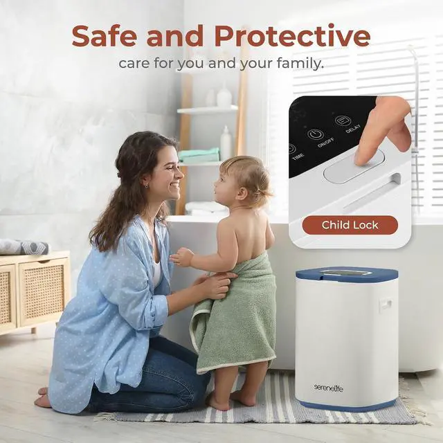 Alt view image 5 of 7 - SereneLife Towel Warmer Bucket - Compact 23L Bathroom Towel Heater w/Essential Oils Disc Holder, Adjustable Timer, Auto Shut-Off, Power Cord Storage & LED Display, Fits 2 Oversized Towels (Blue Snow)