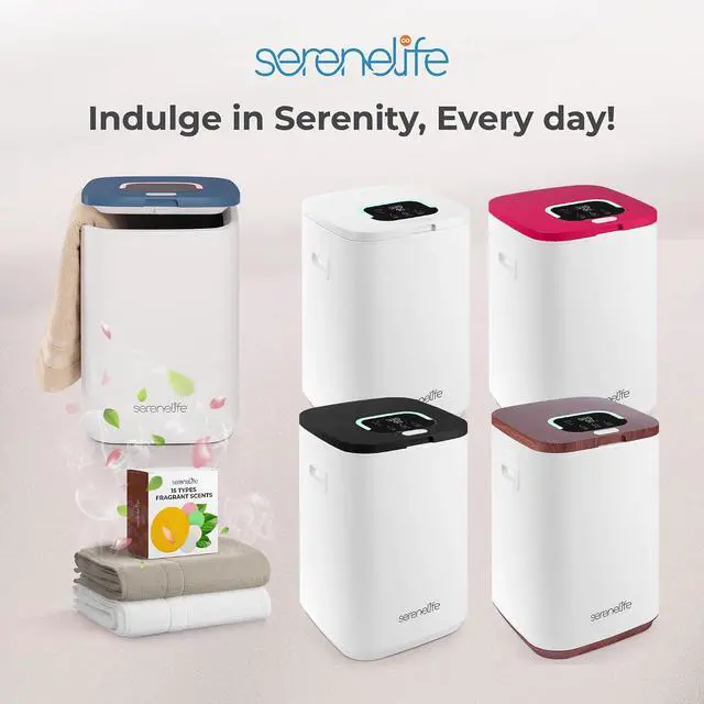 Alt view image 7 of 7 - SereneLife Towel Warmer Bucket - Compact 23L Bathroom Towel Heater w/Essential Oils Disc Holder, Adjustable Timer, Auto Shut-Off, Power Cord Storage & LED Display, Fits 2 Oversized Towels (Blue Snow)