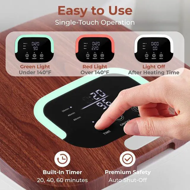 Alt view image 4 of 7 - SereneLife Towel Warmer Bucket - Compact 23L Bathroom Towel Heater w/Essential Oils Disc Holder, Adjustable Timer, Auto Shut-Off, Power Cord Storage, LED Display, Fits 2 Oversized Towels (Wood Color)