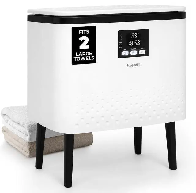 Main image of SereneLife Rectangular Towel Warmer Bucket 20L Large Capacity Hot Towel Warmer for Bathroom, Stainless Steel Tub, One-Touch Operation, Auto Shut-Off, Fits 2 Towels or Blanket, Black