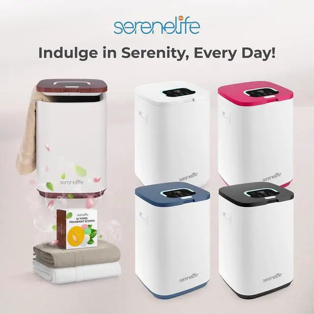 Alt view image 7 of 7 - SereneLife Towel Warmer Bucket - Compact 23L Bathroom Towel Heater w/Essential Oils Disc Holder, Adjustable Timer, Auto Shut-Off, Power Cord Storage, LED Display, Fits 2 Oversized Towels (Wood Color)