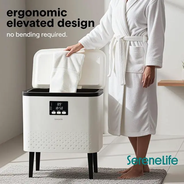 Alt view image 3 of 7 - SereneLife Rectangular Towel Warmer Bucket 20L Large Capacity Hot Towel Warmer for Bathroom, Stainless Steel Tub, One-Touch Operation, Auto Shut-Off, Fits 2 Towels or Blanket, Black