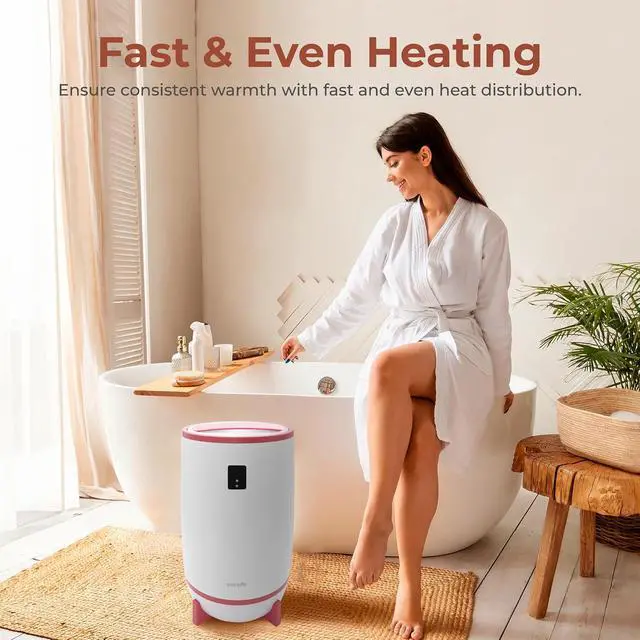 Alt view image 5 of 7 - SereneLife Towel and Blanket Warmer - Single Touch Portable Towel Heater for Bathroom, Fragrant Disc Holder, LED Ring, 2 Large Towel Capacity, Built-in Timer (15-60 mins), Auto Shut-Off (Pink)