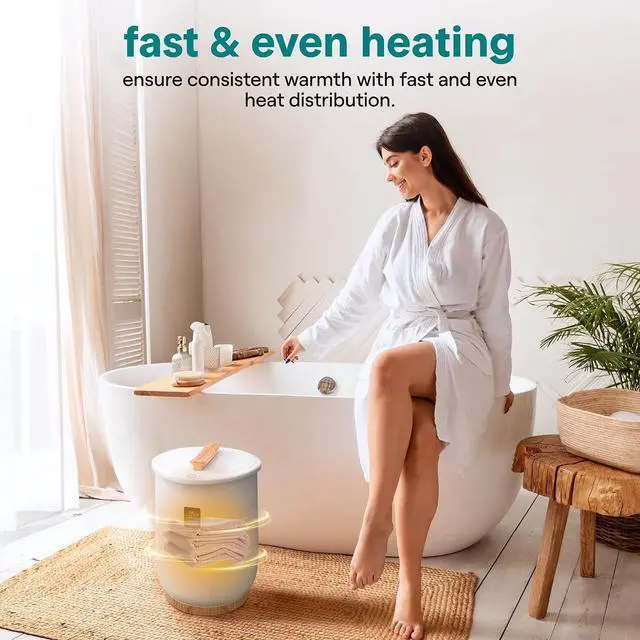Alt view image 5 of 7 - SereneLife Digital Display Bucket Towel Warmers, White Large Towel Warmer for Spa and Bathroom, Luxury Towel Heater Gifts for Him & Her, Auto Shut-Off, Fits 2 large, Blankets, Bathrobes, PJ's