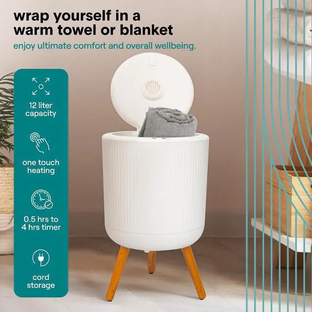 Alt view image 6 of 7 - SereneLife Freestanding Towel Warmer Bucket 18" Hot Towel Warmer with Legs for Bathroom & Spa, 12L Capacity, Built-In Timer, Aroma Discs & LED Indicator, Fits One Towel or Robe, Gray
