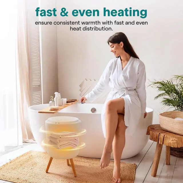 Alt view image 5 of 7 - SereneLife Freestanding Towel Warmer Bucket 18" Hot Towel Warmer with Legs for Bathroom & Spa, 12L Capacity, Built-In Timer, Aroma Discs & LED Indicator, Fits One Towel or Robe, Gray