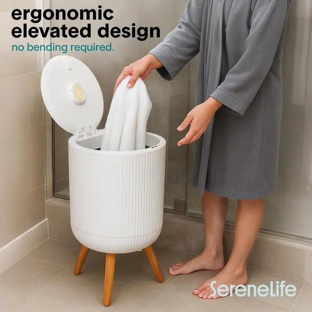 Alt view image 7 of 7 - SereneLife Freestanding Towel Warmer Bucket 18" Hot Towel Warmer with Legs for Bathroom & Spa, 12L Capacity, Built-In Timer, Aroma Discs & LED Indicator, Fits One Towel or Robe, Gray