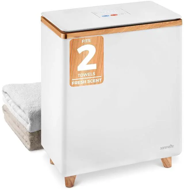 Main image of SereneLife Luxury Rectangle Towel Warmer - Spa & Bathroom Heater with Custom Fragrance, Auto Shut-Off, Fits 2 large Towels, Blankets, Bathrobes, PJ's - Perfect Gift for Him & Her (Natural Wood)