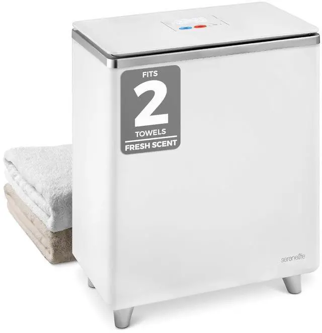 Main image of SereneLife Luxury Rectangle Towel Warmer - Spa & Bathroom Heater with Custom Fragrance, Auto Shut-Off, Fits 2 large Towels, Blankets, Bathrobes, PJ's - Perfect Gift for Him & Her (Silver)