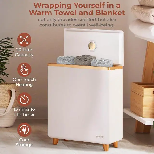 Alt view image 6 of 7 - SereneLife Luxury Rectangle Towel Warmer - Spa & Bathroom Heater with Custom Fragrance, Auto Shut-Off, Fits 2 large Towels, Blankets, Bathrobes, PJ's - Perfect Gift for Him & Her (Rose Gold)