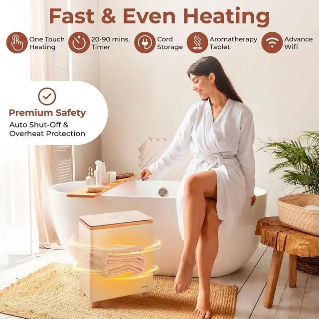 Alt view image 5 of 7 - SereneLife WIFI Luxury Rectangle Towel Warmer - Spa & Bathroom Blanket Heater with Custom Fragrance, Auto Shut-Off, Fits 2 large Towels, Blankets, Bathrobes, PJ's - Perfect Gift for Him & Her
