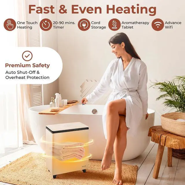 Alt view image 5 of 7 - SereneLife WIFI Luxury Rectangle Towel Warmer - Spa & Bathroom Blanket Heater with Custom Fragrance, Auto Shut-Off, Fits 2 large Towels, Blankets, Bathrobes, PJ's - Perfect Gift for Him & Her (Black)