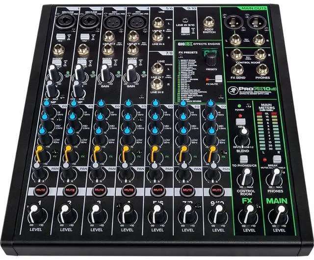 Alt view image 2 of 5 - Mackie ProFX10v3 10-Channel Professional Analog Mixer with USB, Onyx Mic Preamps and GigFX Effects Engine | 2-In/4-Out USB, Gigfx 24 Fx, 48V Phantom, Latency-Free Monitoring