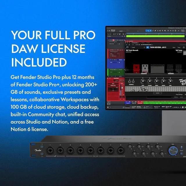 Alt view image 6 of 7 - Fender Quantum LT 16 | 16-in 8-out USB-C Audio Interface for Music Production, Eight MAX-HD Mic Preamps, 14 Line Inputs, Low-Latency Drivers, Loopback, Balanced Outputs, Headphone Amp, Mac & PC