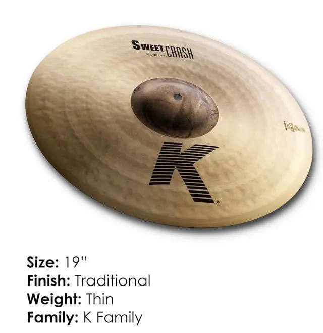 Alt view image 2 of 6 - Zildjian K0705 19" K Sweet Crash Cymbal