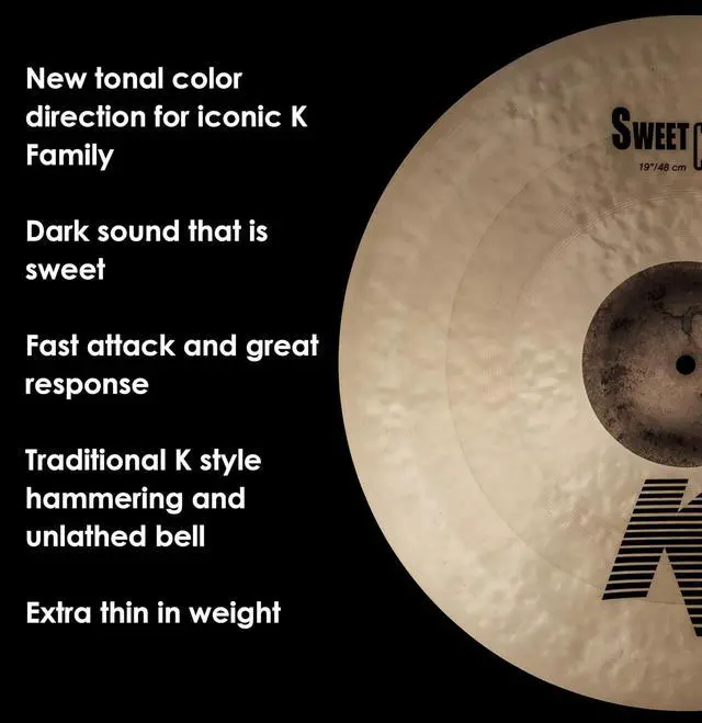 Alt view image 4 of 6 - Zildjian K0705 19" K Sweet Crash Cymbal