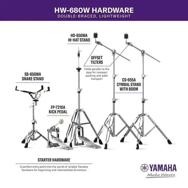 Alt view image 2 of 2 - Yamaha HW-680W Double-Braced Hardware Pack