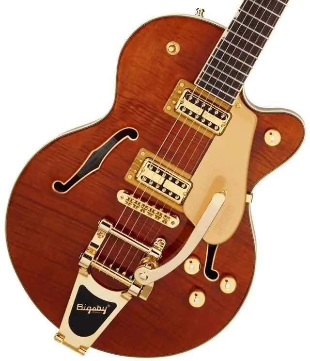 Main image of Gretsch LTD Broadkaster Jr. Semi-hollowbody Electric Guitar - Roundup Orange Stain | Flame Okoume Semi-Hollow Body, Usa Full'tron Pickups, Bigsby B70 Vibrato, Thin 'u' Neck, Roundup Orange Stain