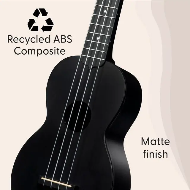 Alt view image 3 of 6 - Kala Recycled Soprano Waterman Ukulele Durable, Travel-Ready Instrument - Black Sand | 100% Grs Recycled Abs Body and Neck, Aquila B-Blacks Strings, Includes Logo Tote and Quick-Start Guide