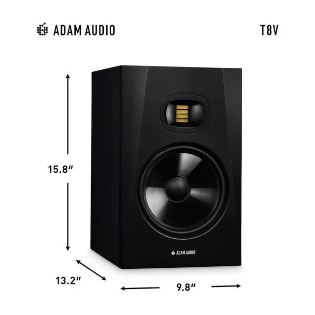 Alt view image 7 of 7 - ADAM Audio T8V Studio Monitor for recording, mixing and mastering, Studio Quality Sound (Single) | 8 Woofer, U-Art 1.9 Ribbon Tweeter, 33 Hz-25 Khz, Class-D Amps, 20W Tweeter, Xlr and Rca Inputs