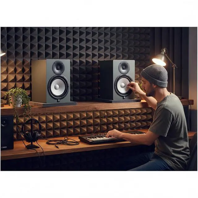 Alt view image 5 of 7 - Yamaha HS8 Studio Monitor Powered Studio Monitor Pair - Slate Grey