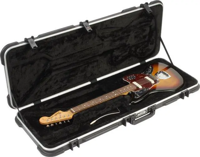 Alt view image 7 of 7 - SKB Fender Jaguar/Jazzmaster Hardshell Case, Rubber-Modified Styrene Hard Case with Plush Interior and TSA Latches for Travel Protection