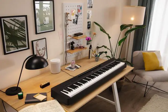 Alt view image 5 of 7 - Yamaha 88-Key Digital Piano with Weighted Keys, Compact Design, Bluetooth, Keyboard, Music Rest, Sustain Foot Switch, and Built-in Speakers for Home Practice or Travel P145BT