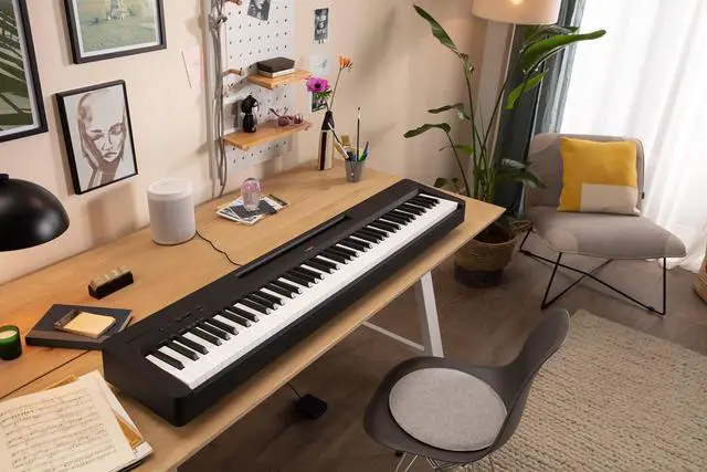 Alt view image 7 of 7 - Yamaha 88-Key Digital Piano with Weighted Keys, Compact Design, Bluetooth, Keyboard, Music Rest, Sustain Foot Switch, and Built-in Speakers for Home Practice or Travel P145BT