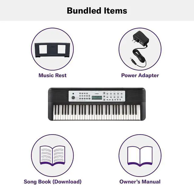 Alt view image 4 of 5 - Yamaha 61-Key Portable Keyboard for Beginners with Built-In Songs, Quiz Mode, Music Rest, with Power Adapter YPT280