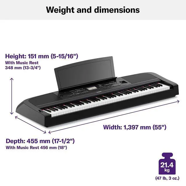 Alt view image 4 of 7 - Yamaha DGX-670B 88-Key Weighted Digital Piano, Black | Sustain Foot Switch Included, Music Rest Included, Furniture Stand Sold Separately