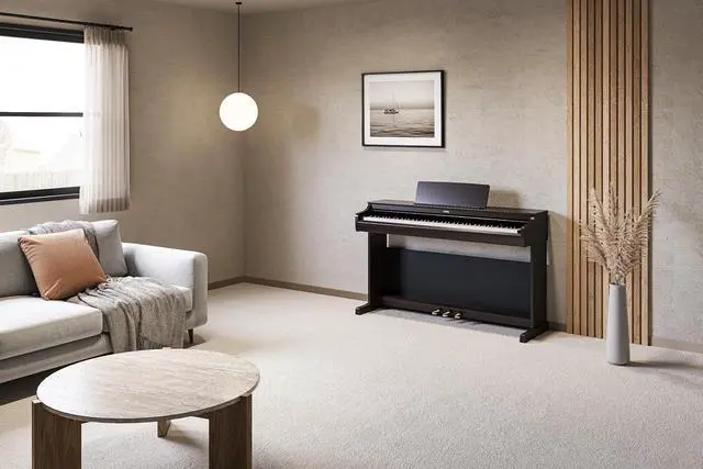 Alt view image 2 of 7 - Yamaha Arius Series 88-Key Weighted Digital Piano Keyboard, Full Size, GrandTouch-E Action, CFX Concert Grand Piano Sound, 3-Pedal Unit, Bench Included, Classic Upright Design in Rosewood YDP-166R