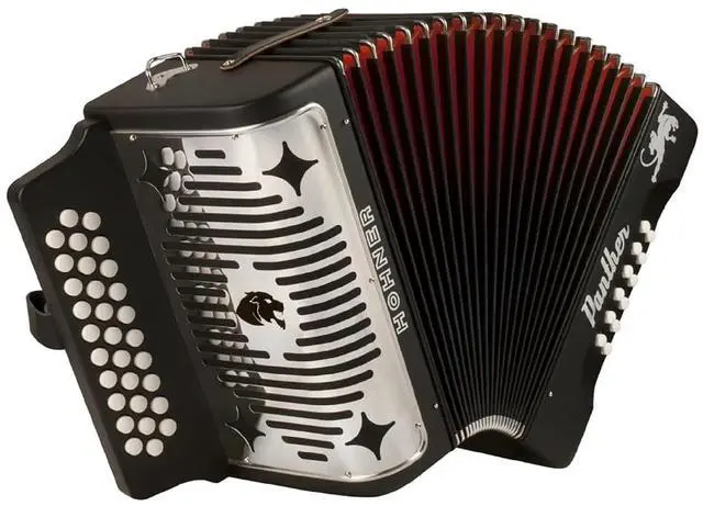 Main image of Hohner Panther G/C/F 3-Row Diatonic Accordion - Black