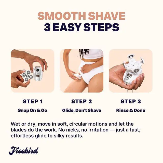 Alt view image 6 of 7 - Freebird FlexSeries Electric Razor for Women - Silk Smooth Legs, Body Hair, & Pubic Shaver - for Private Area, Sensitive Skin, Bikini Trimmer