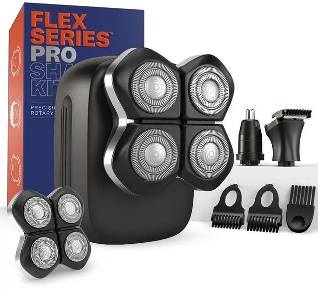 Main image of Freebird Electric Head & Body Hair Shaver - Mens Cordless Waterproof Razor with Rotary Blades (FlexSeries Pro, Shaver Kit + One Blade Refill)