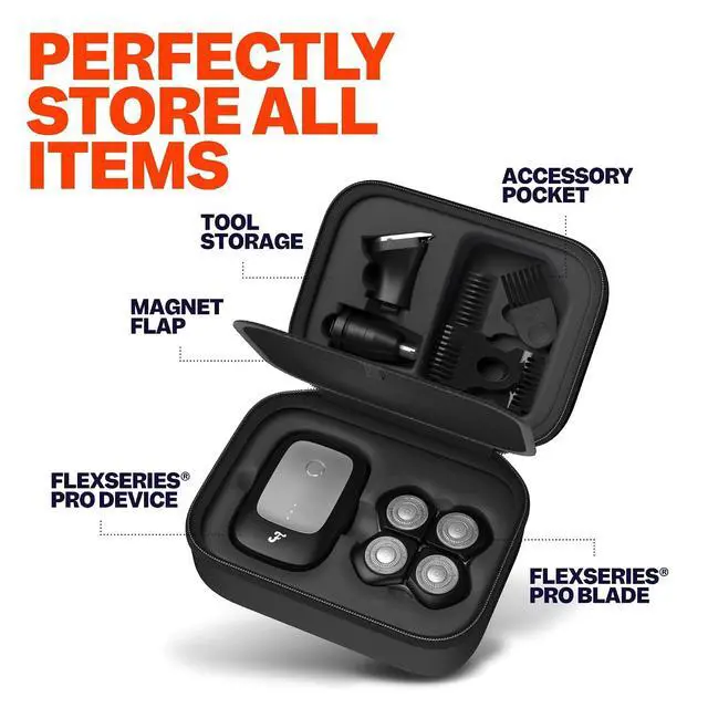Alt view image 3 of 5 - Freebird Electric Head & Body Hair Shaver - Mens Cordless Waterproof Razor with Rotary Blades (FlexSeries Pro, Shaver Kit + Travel Case)