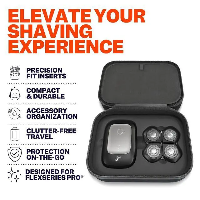 Alt view image 3 of 7 - Freebird Electric Head & Body Hair Shaver - Mens Cordless Waterproof Razor with Rotary Blades (FlexSeries Pro, Shaver Kit + Travel Case + Extra Blade)