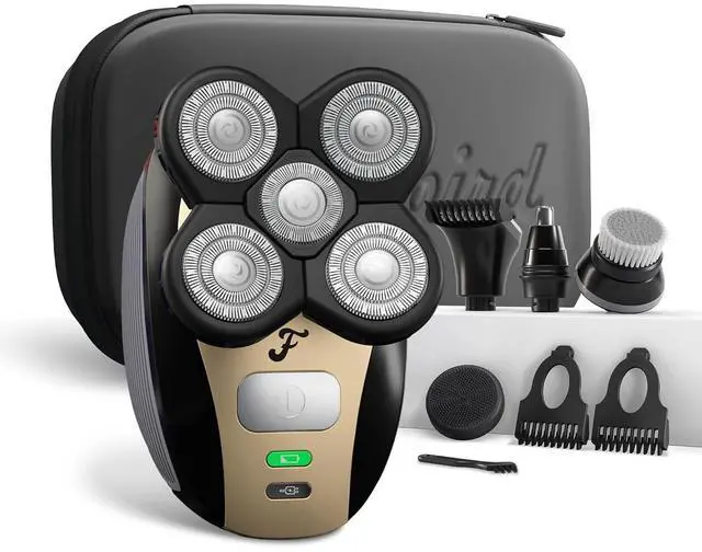 Main image of Freebird Electric Head & Body Hair Shaver - Mens Cordless Waterproof Razor with Rotary Blades (FlexSeries, Shaver Kit + Travel Case)