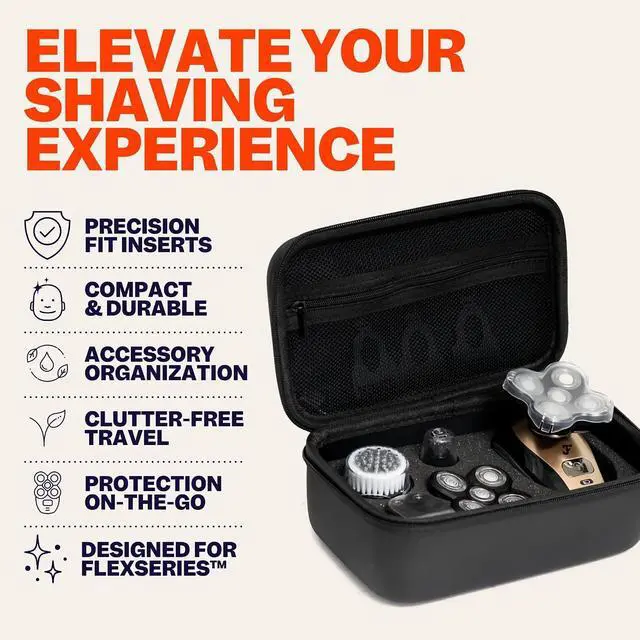 Alt view image 3 of 7 - Freebird Electric Head & Body Hair Shaver - Mens Cordless Waterproof Razor with Rotary Blades (FlexSeries, Shaver Kit + Travel Case)