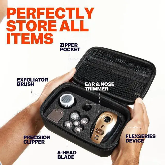 Alt view image 6 of 7 - Freebird Electric Head & Body Hair Shaver - Mens Cordless Waterproof Razor with Rotary Blades (FlexSeries, Shaver Kit + Travel Case)