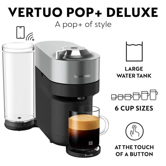 Alt view image 3 of 5 - Nespresso Vertuo Pop+ Deluxe Coffee and Espresso Maker by Breville, Titan