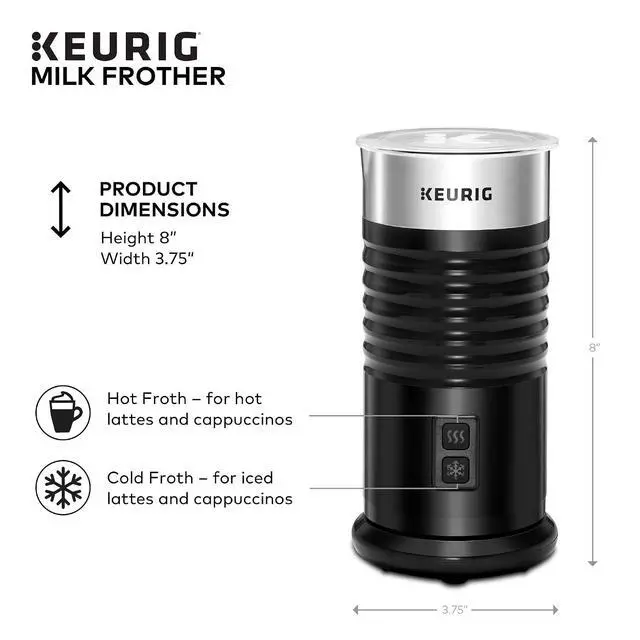 Alt view image 4 of 7 - Keurig Standalone Frother Works Non-Dairy Milk, Hot and Cold Frothing, 6 Oz, Black