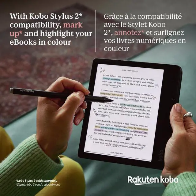 Alt view image 3 of 6 - Kobo Libra Colour | eReader | 7 Glare-Free Colour E Ink Kaleido 3 Display | Dark Mode Option | Audiobooks | Waterproof | White