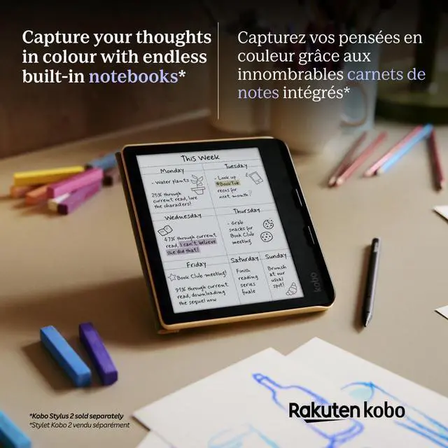 Alt view image 4 of 6 - Kobo Libra Colour | eReader | 7 Glare-Free Colour E Ink Kaleido 3 Display | Dark Mode Option | Audiobooks | Waterproof | White