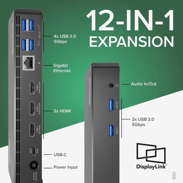 Alt view image 4 of 7 - Plugable USB C Triple Display Docking Station | 100W PD, 3x HDMI (1x 4K 30Hz, 2x 1080p 60Hz), 6x USB 5Gbps Ports | Windows, macOS, ChromeOS Compatible - Enhance Productivity with Multi-Monitor Support